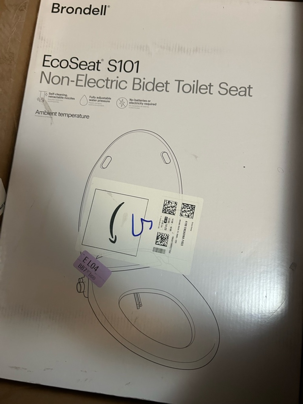 Brondell EcoSeat S101 Non-Electric Bidet Toilet Seat - White